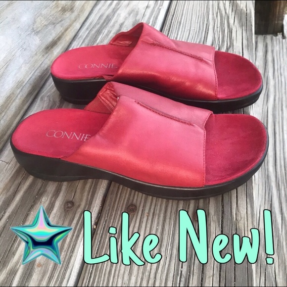 Connie Shoes - Cute Red Leather Sandals